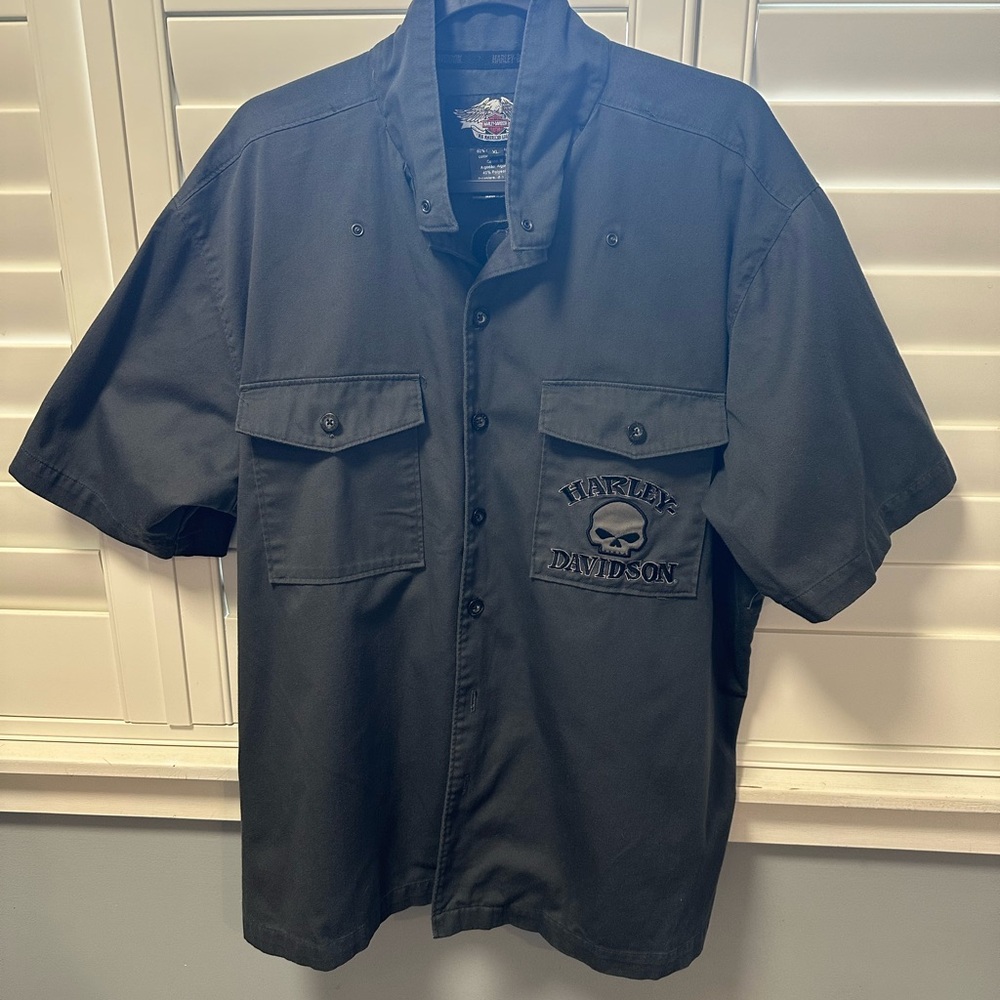Harley Davidson charcoal grey Button-Up Shirt